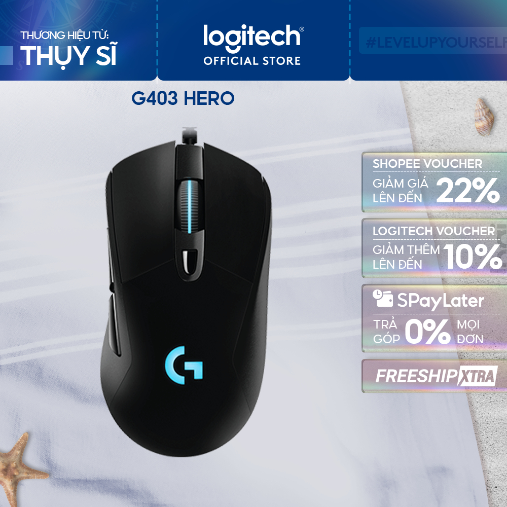 Chuột gaming có dây RGB Logitech G403 Hero - cảm biến 25k, công thái học, nhẹ 87g | BigBuy360 - bigbuy360.vn