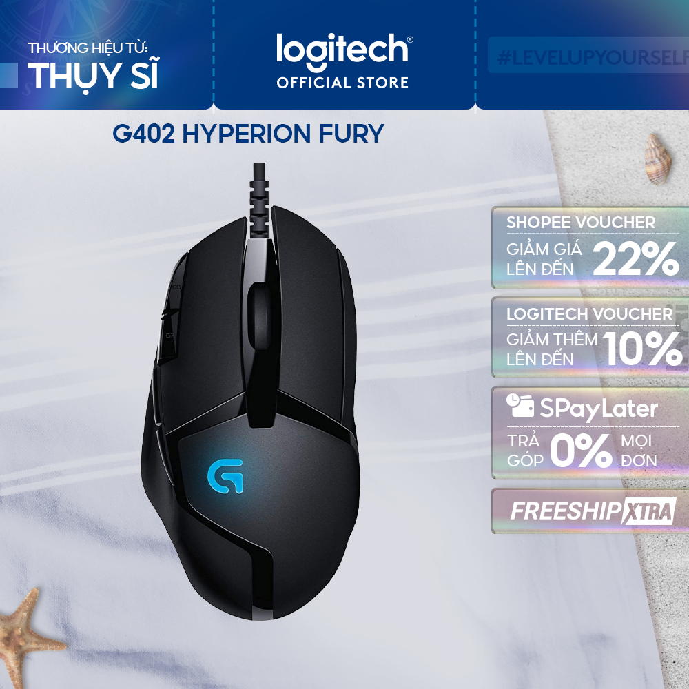 Chuột gaming có dây Logitech G402 Hyperion Fury FPS - Theo dõi tốc độ cao 8 nút lập trình
