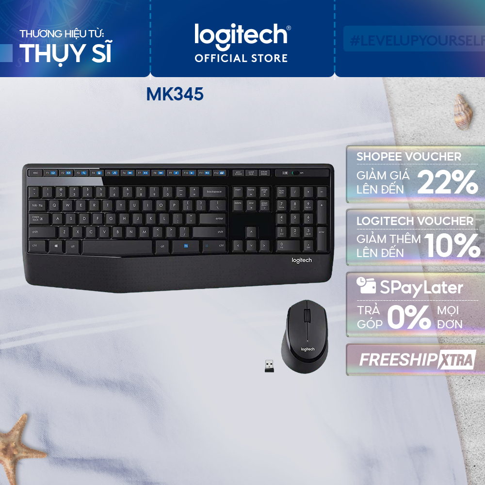 Bộ bàn phím và chuột không dây Logitech MK345