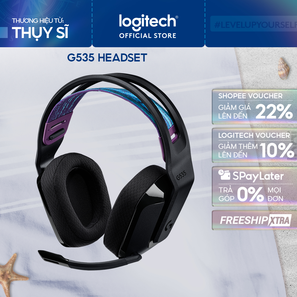 Tai nghe gaming không dây Lightspeed Logitech G535 - Nhẹ, âm thanh nổi PC, PS4, PS5