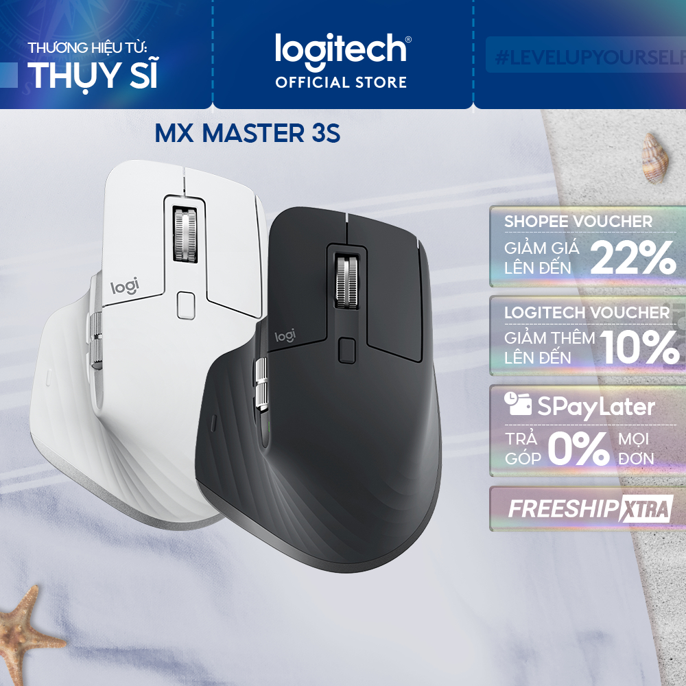 Chuột không dây Bluetooth Logitech MX Master 3s – Yên tĩnh, 8K DPI, Cuộn siêu nhanh, sạc USB-C
