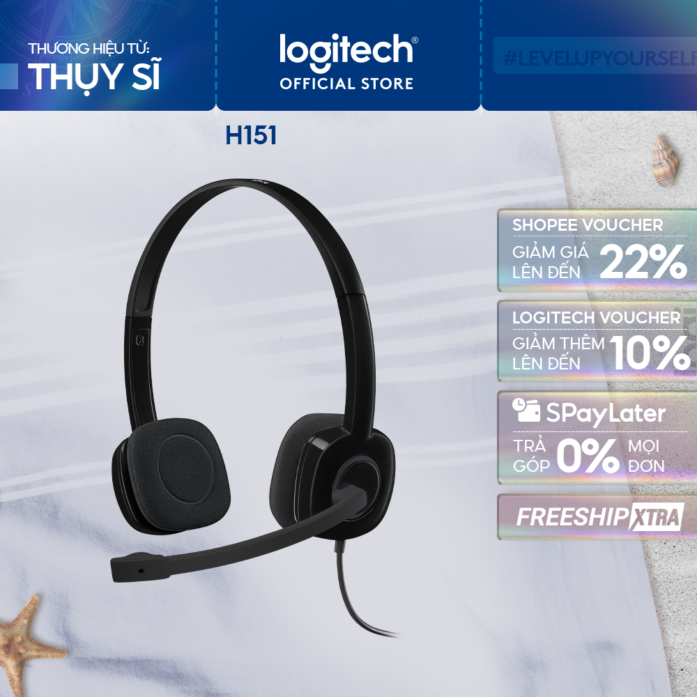 Tai nghe chụp tai Logitech H151 - 1 jack 3.5mm, Mic khử giảm tiếng ồn, âm thanh nổi