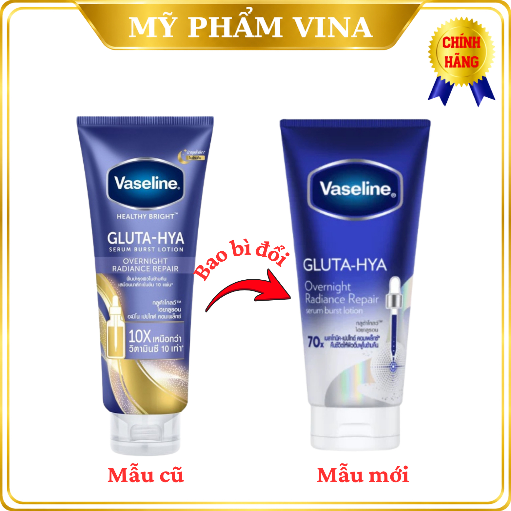 Sữa Dưỡng Thể Trắng Da Vaseline Gluta HYA  OverNight Thái Lan 300ml (Màu Xanh Dương)