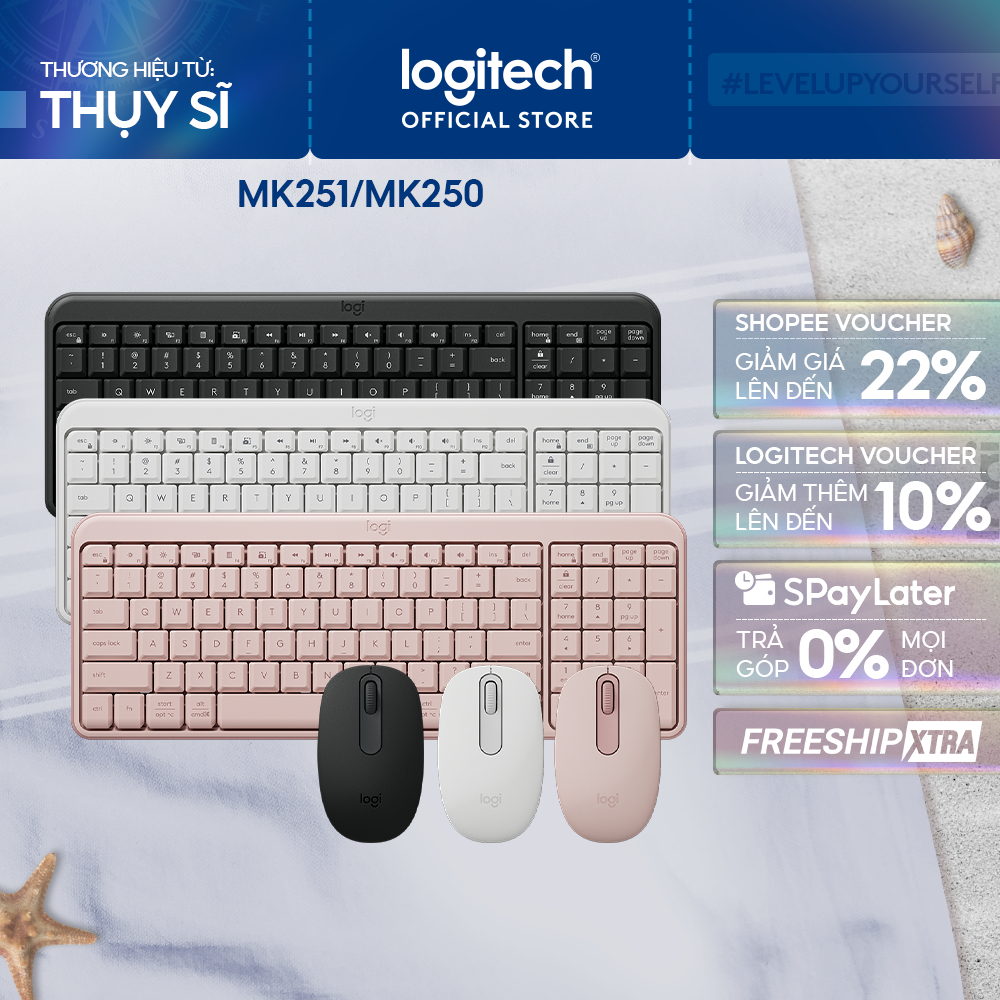 Combo Bàn phím & Chuột Bluetooth Logitech MK250 | MK251 - dễ kết nối, thiết lập, thiết kế nhỏ gọn