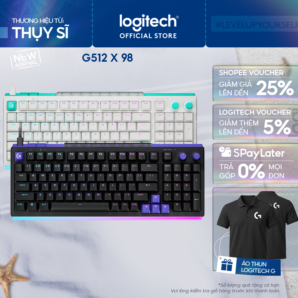 Bàn Phím Cơ Gaming có dây Logitech G512 X 98 DUAL SWAP - Analog TMR, tần số 8K, Tùy chỉnh 0.1-4mm, R