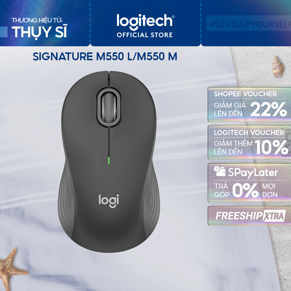 Chuột không dây Bluetooth Logitech M550 Signature - SmartWheel, giảm ồn, 4000DPI, Đa thiết bị