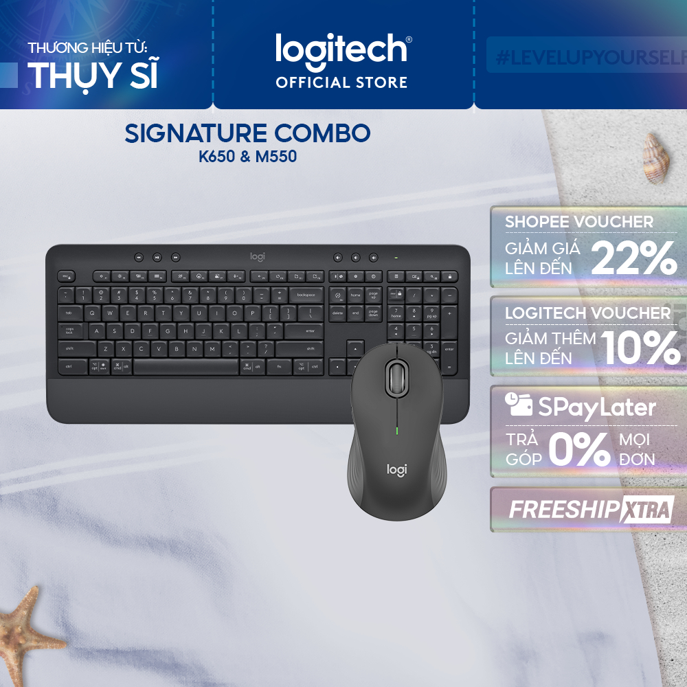 Combo Bàn phím Không dây Logitech K650 và Chuột Không dây Logitech M550