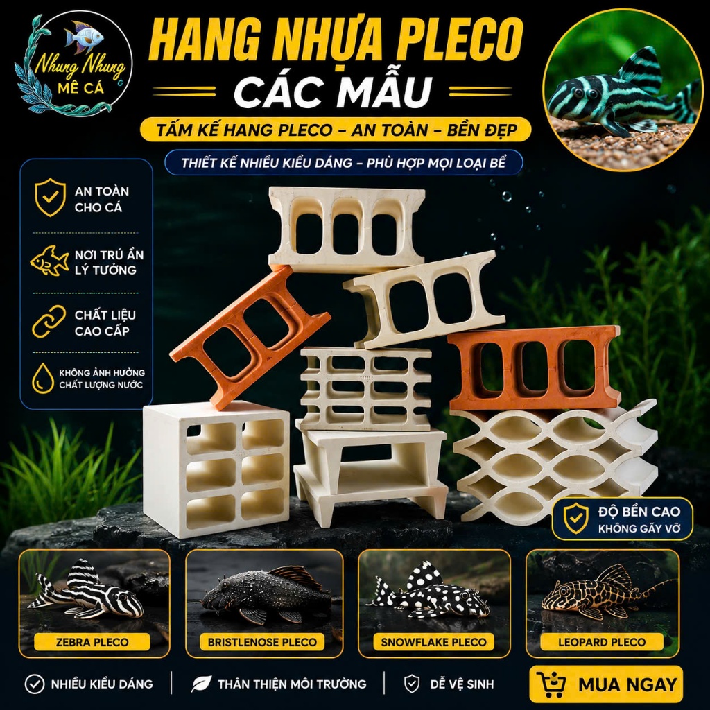 Hang Pleco Trú ẩn Cá , Tép | Hang nhựa Cao Cấp Trú Ẩn Cho Cá Pleco , cá chuột , Tép | Phụ Kiện Hồ Th