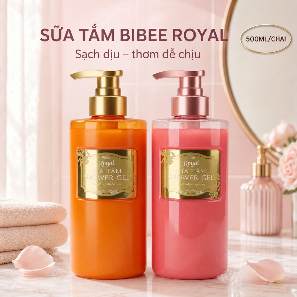 Sữa tắm Bibee Royal 500ml hương nước hoa thư giãn làm sạch dịu nhẹ cho da mềm mịn tươi mát