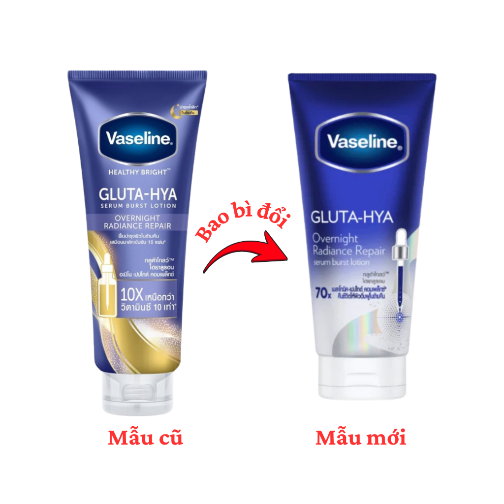 Sữa Dưỡng Thể Trắng Da Ban Đêm Vaseline Gluta HYA 300ml ( tuýp màu xanh dương)