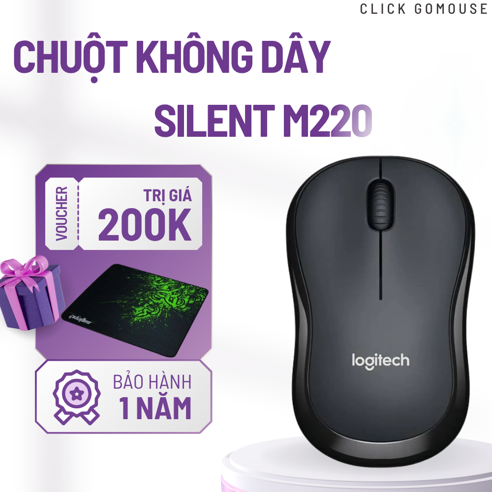 [ Bluetooth + USB 2 Chế Độ ] Chuột không dây silent Logitech M220 siêu yên tĩnh giảm 90% tiếng ồn