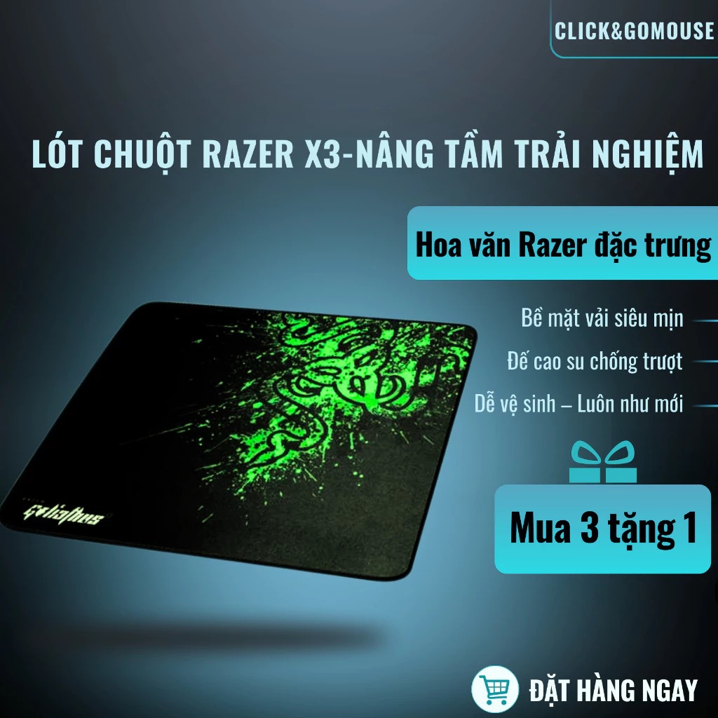 Lót Chuột Máy Tính Bàn Di Chuột Razer X3 Gaming Lót Chuột Chống Trượt Bề Mặt Mịn Bám Bàn Tốt | BigBuy360 - bigbuy360.vn