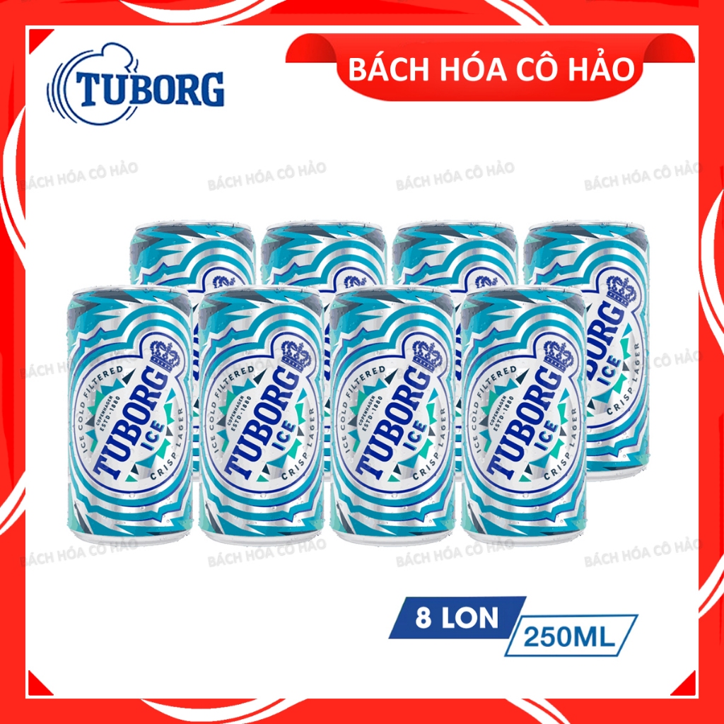 Combo 8 lon bia Tuborg Ice 250ml