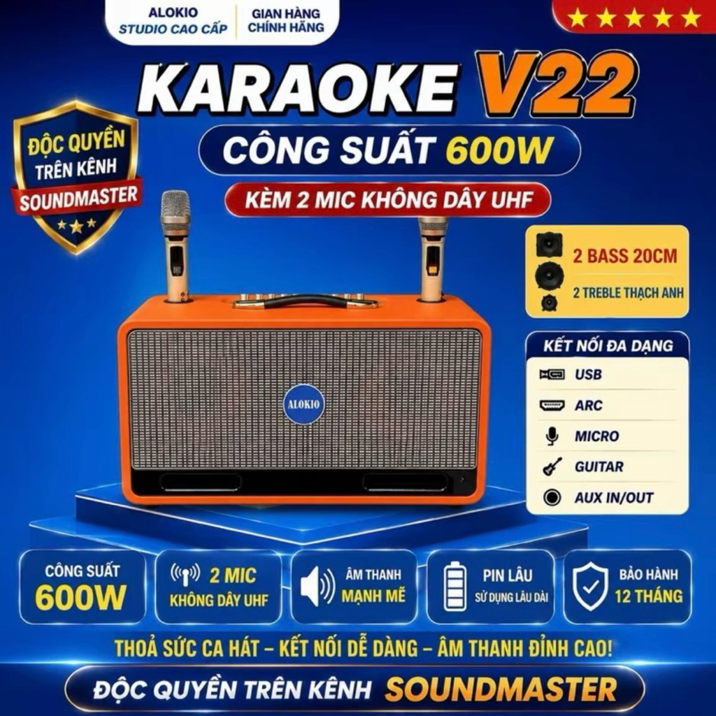 LOA KARAOKE XÁCH TAY V22 - 2 BASS 20 BẢO HÀNH 12 THÁNG