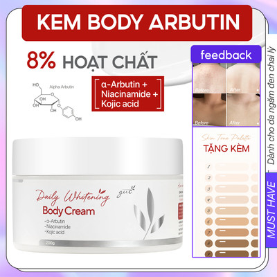 Kem Body Alpha Arbutin Khử Sắc Tố Vàng, Dưỡng Trắng Da Với Niacinamide, Kojic aicd - Công thức chuẩn khoa học