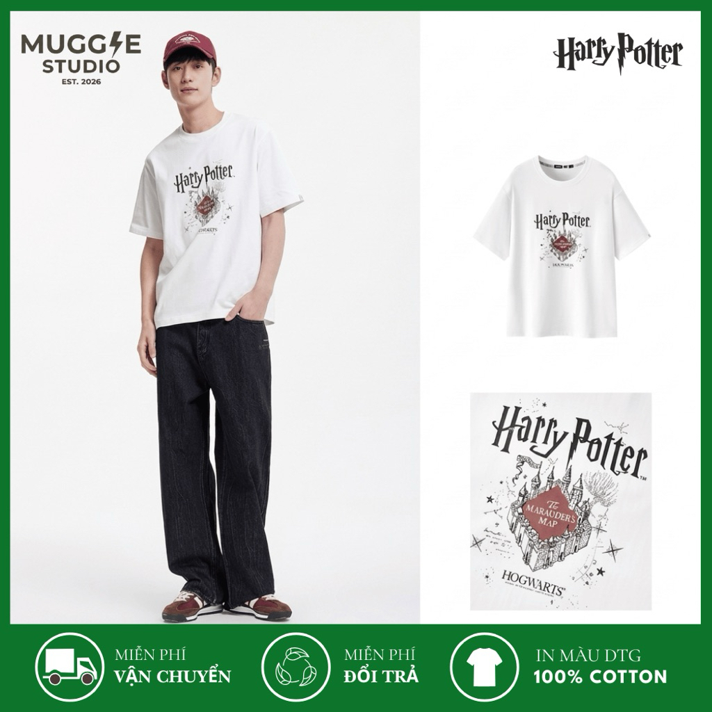 MUGGLE Áo Thun Oversize In Map Hogwarts Harry Potter 100% Cotton 250GSM Form Rộng Unisex Local Brand