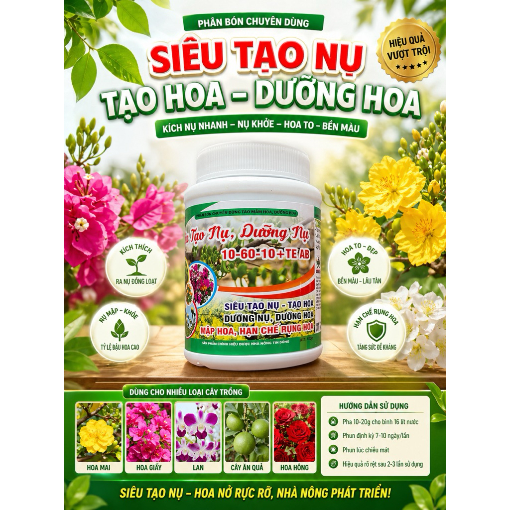 NPK 10-60-10 Te siêu tạo nụ, dưỡng nụ