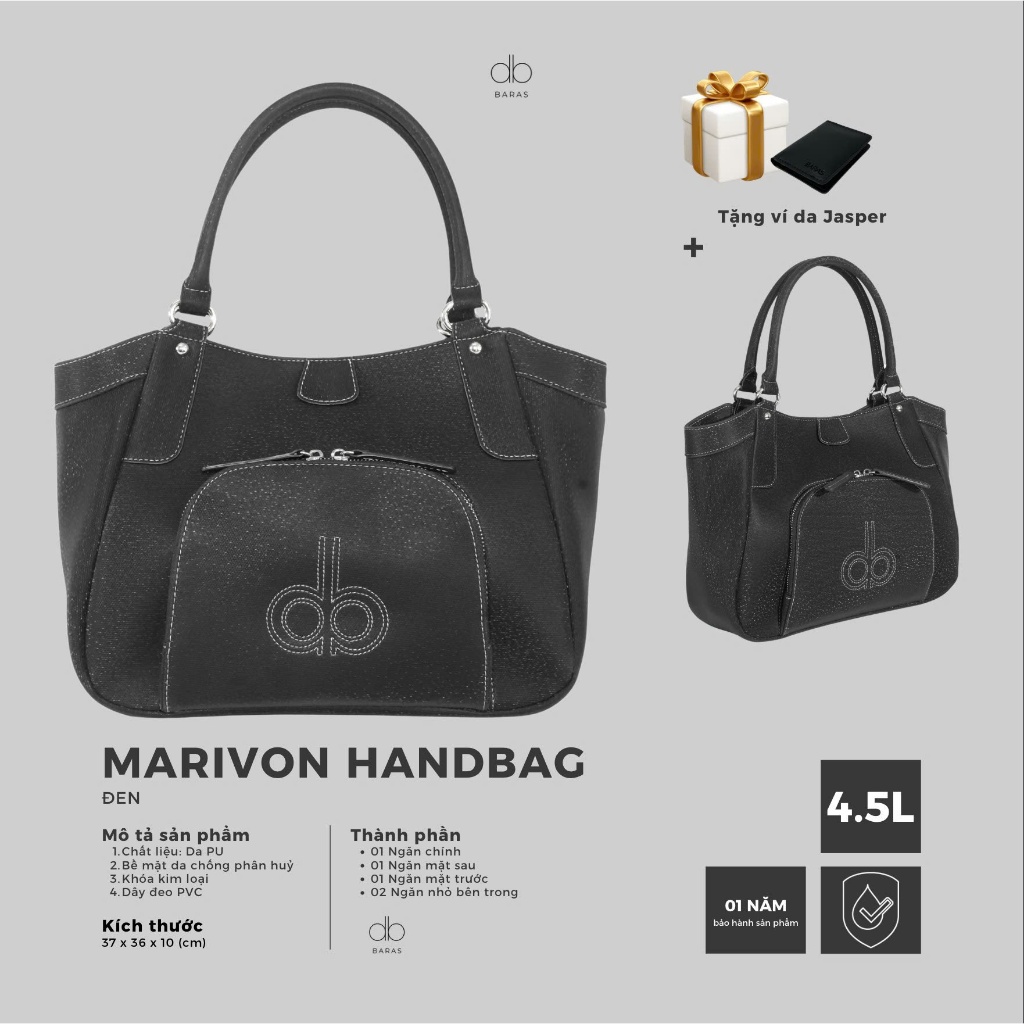 Túi xách da nữ Marivon Handbag thời trang - BARAS VIETNAM - túi xách nữ văn phòng