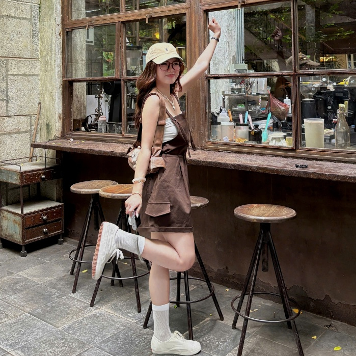 (ẢNH OLDSCHOOL) Yếm quần ngố ống rộng rút dây eo Y387 ONON JUMPSUIT | BigBuy360 - bigbuy360.vn