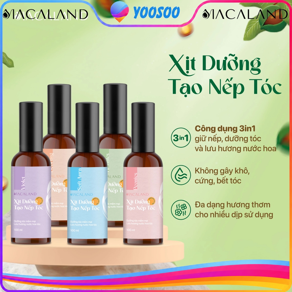 Xịt Giữ Nếp Tóc MACALAND 100ml Tạo Kiểu Uốn Duỗi Dưỡng Tóc 2in1 Lưu Hương Nước Hoa - YOOSOO