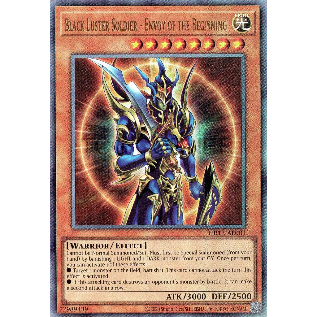 Thẻ bài Yugioh Tiếng Anh Chính Hãng Phiên Bản AE: CR12-AE001 Black Luster Soldier - Envoy of the Beg
