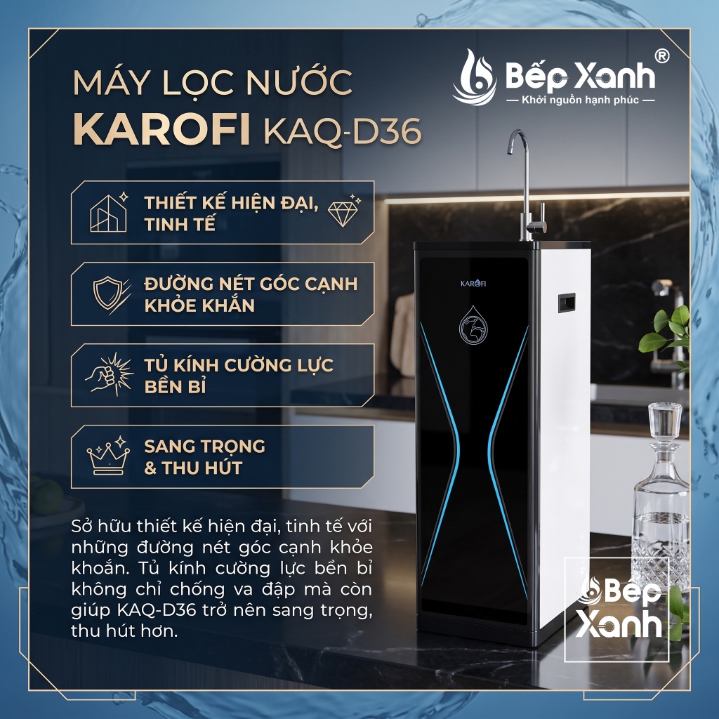 Máy lọc nước Karofi KAQ-D36 10 lõi - Hàng chính hãng bảo hành 3 năm, máy lọc nước uống trực tiếp tại