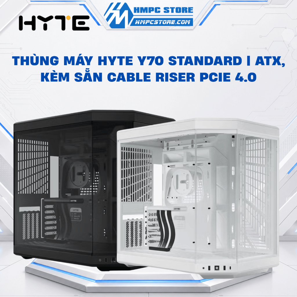 Case - Thùng máy Hyte Y70 Standard | ATX, Kèm sẵn Cable Riser PCIe 4.0 - BH 12 tháng