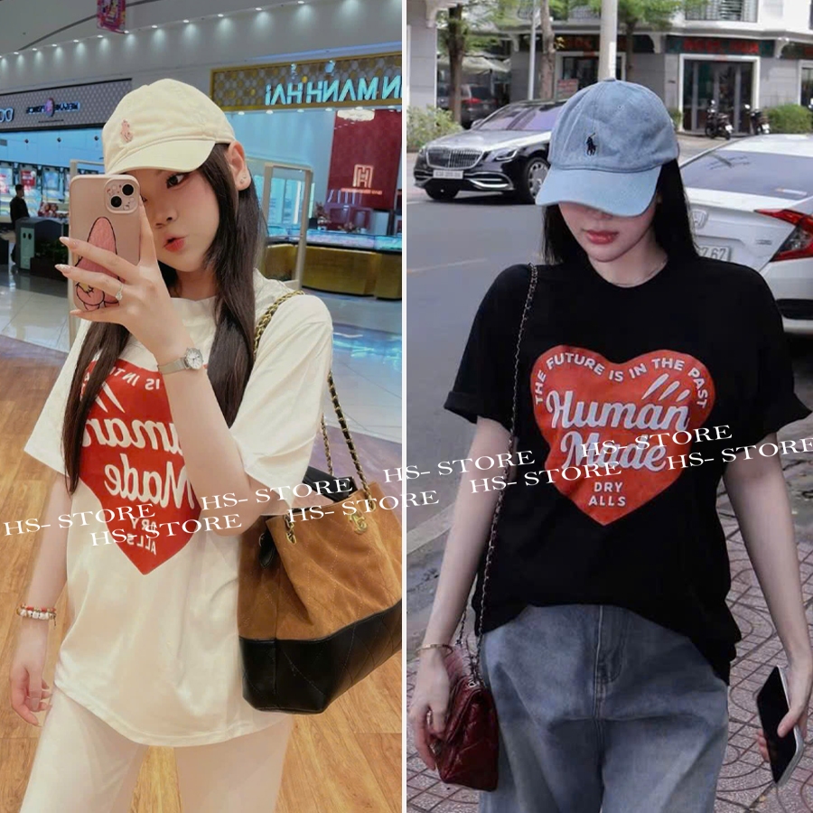 Áo thun HUMAN MADE chất liệu cotton unisex nam nữ Hs_store from rộng tay lỡ