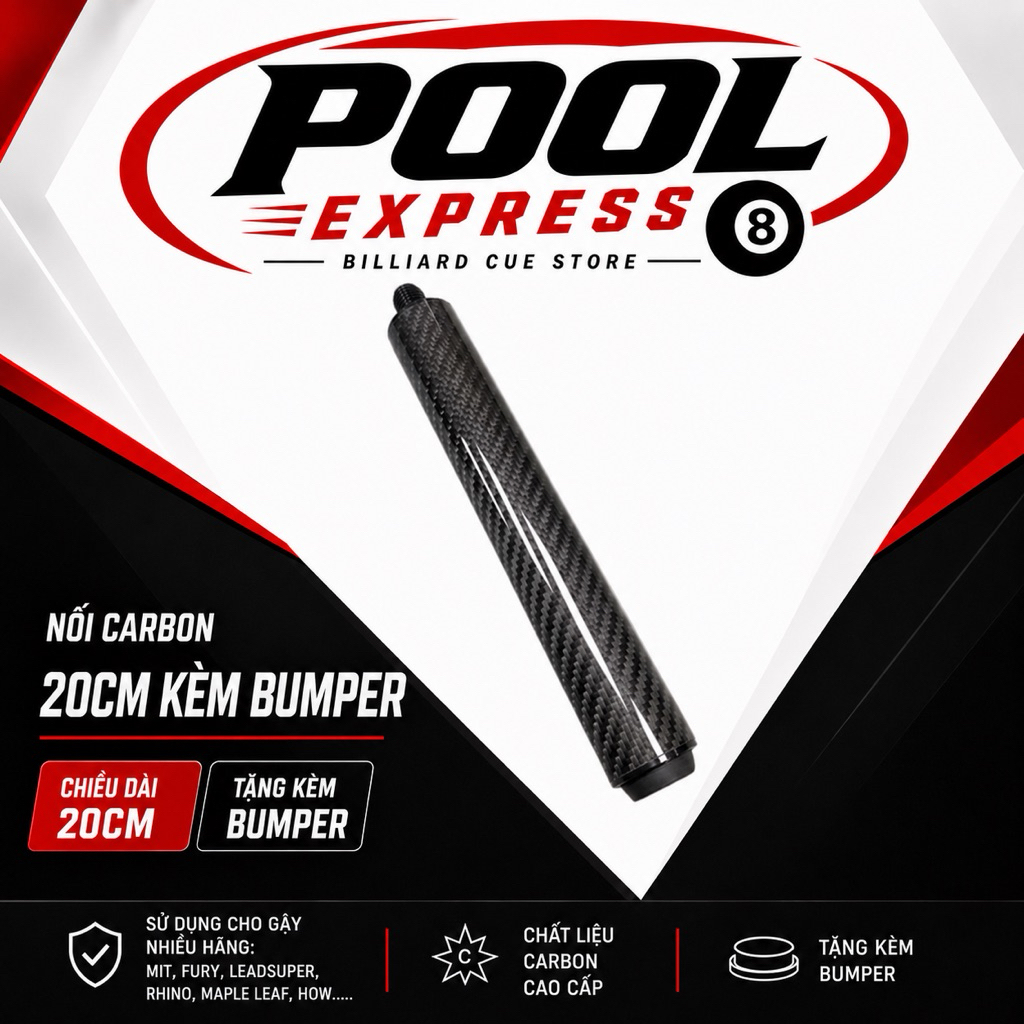 Nối Carbon 20cm kèm Bumper | Tương Thích Mit, Fury, How, Rhino, Maple Leaf, Leadsuper, Cuppa…