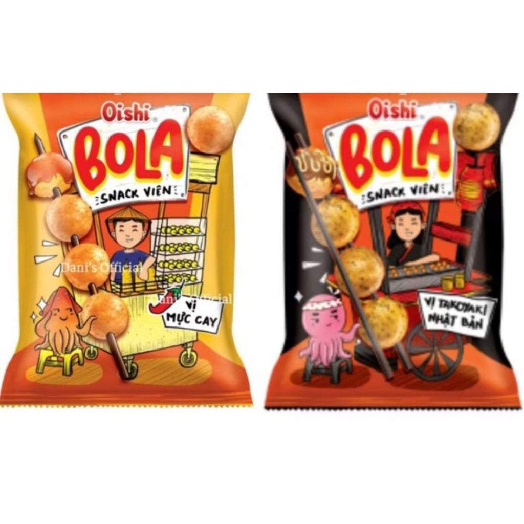 Combo 10 bịch snack Oishi bola mực viên vị cay / takoyaki gói 32g