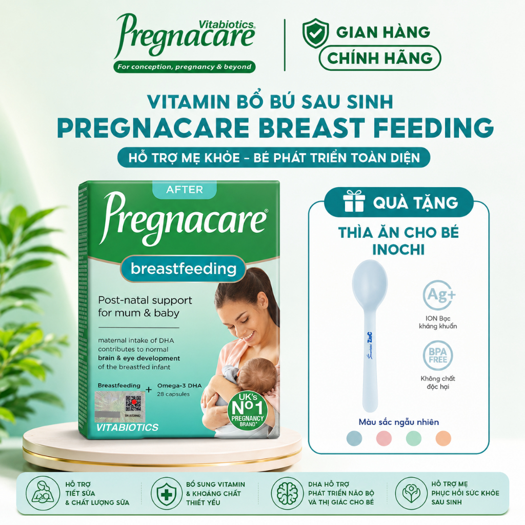 [MẪU MỚI] Pregnacare Breast Feeding Vitamin Cho Mẹ Sau Sinh Lợi Sữa Bổ Sung Canxi, Sắt, Omega 3