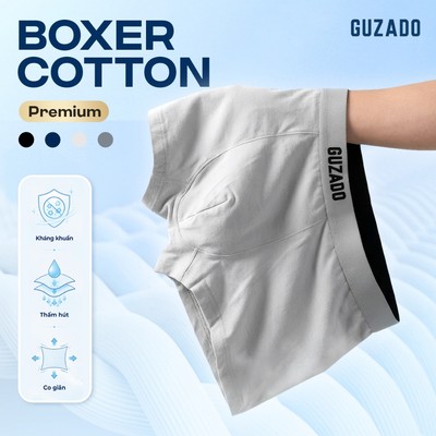 Combo 4 Quần Lót Boxer Nam GUZADO Cotton Co Giãn 4 Chiều, Kháng Khuẩn, Thoáng Khí CB4GBX01-CB4GIBX25A001