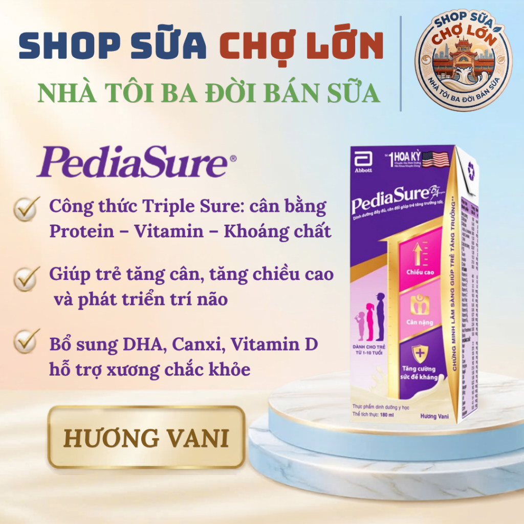 [180ml] Thực phẩm dinh dưỡng y học cho trẻ 1-10 tuổi : Pediasure hương vani 180ml