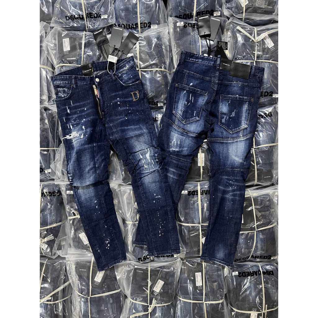 Quần jean nam DSQ xanh fom biker hàng Quảng Châu