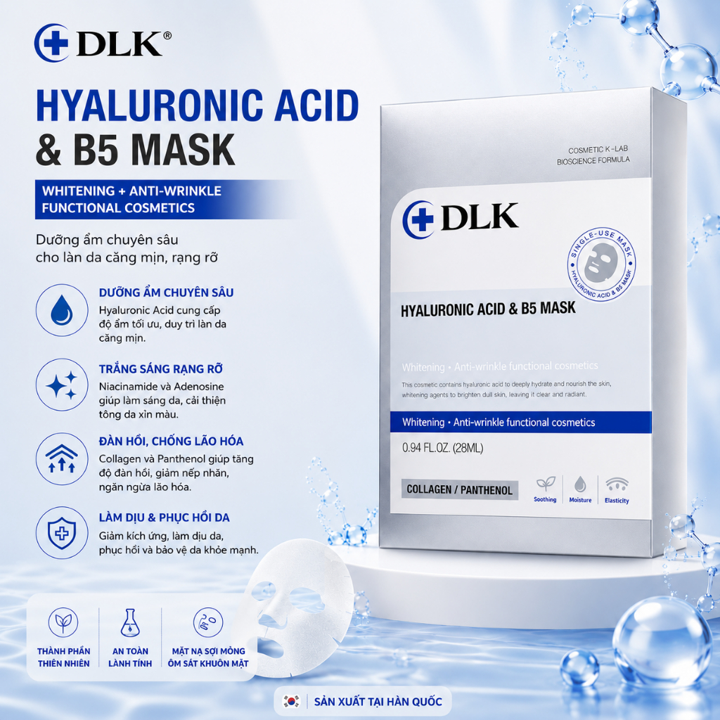 Mặt nạ DLK Hyaluronic Acid & B5 Mask - Mặt nạ dưỡng da