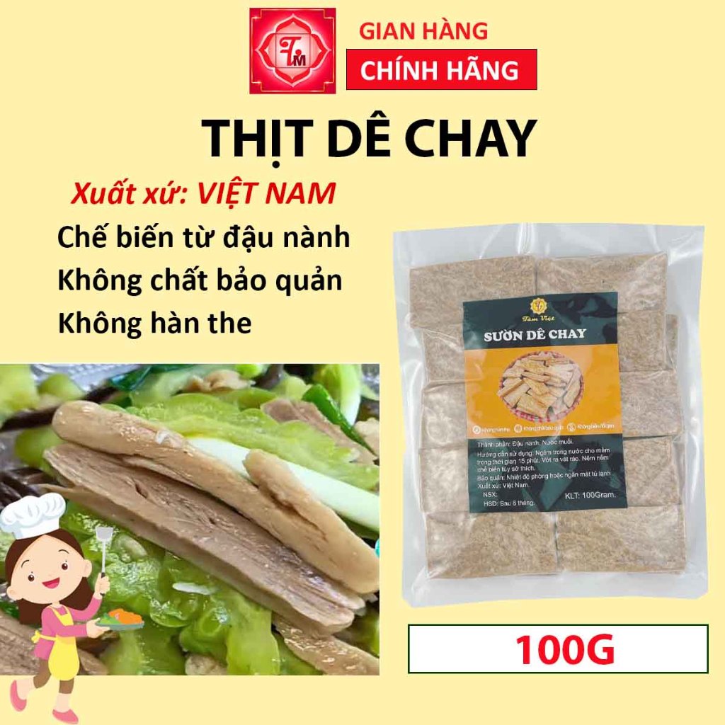Sườn dê chay 100g thịt dê chay, thực phẩm chay Tâm Việt, đồ ăn chay, đồ chay khô, đồ chay khô