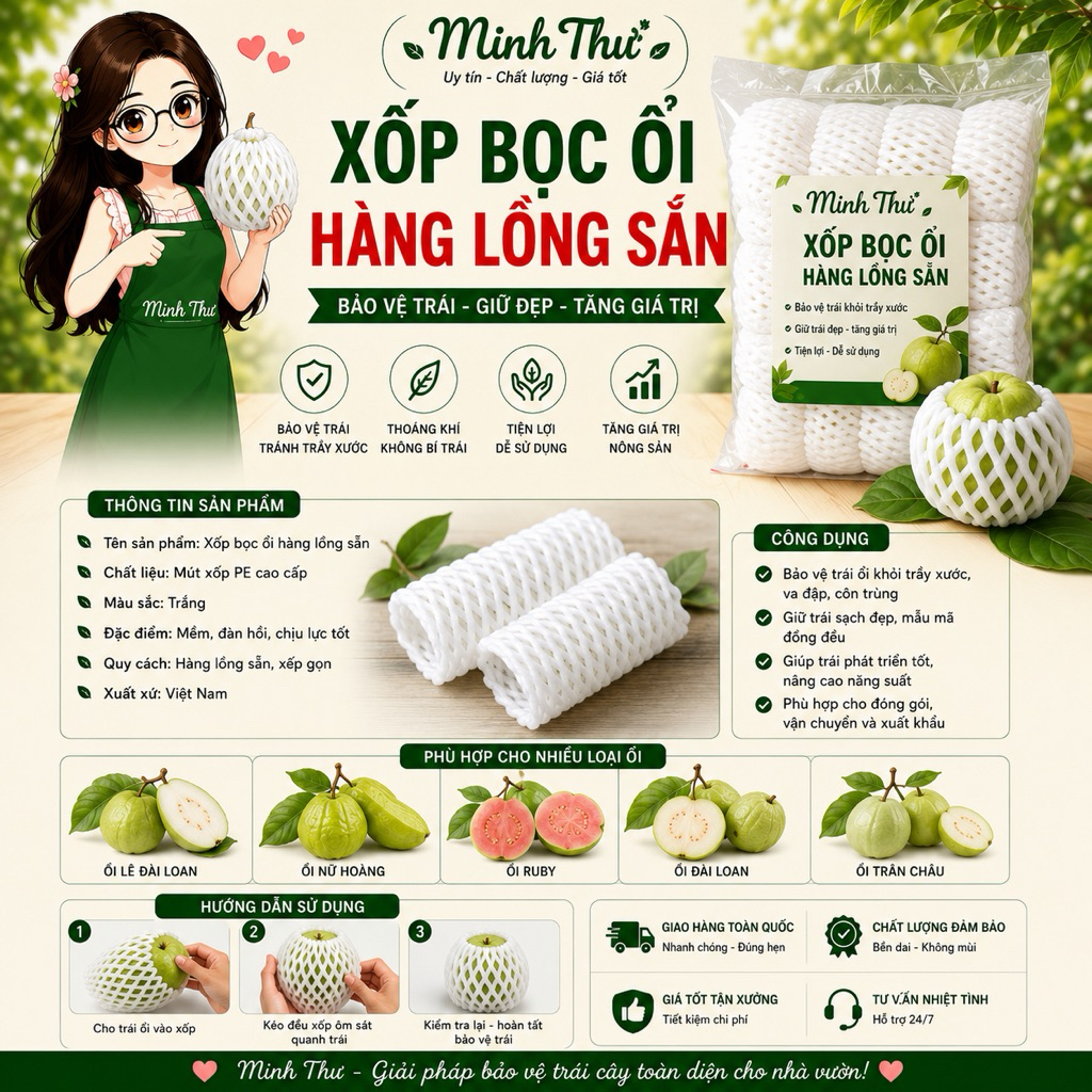 [ nhận đơn dưới 1 kg ] Xốp bọc ổi - có hàng lồng sẵn - không qua trung giana