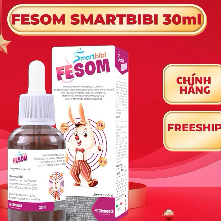 Smartbibi Fesom- Bổ Sung Sắt Giúp Hỗ Trợ Chức Năng Nhận Thức, Tạo Máu, Cải Thiện Tình Trạng Thiếu Má