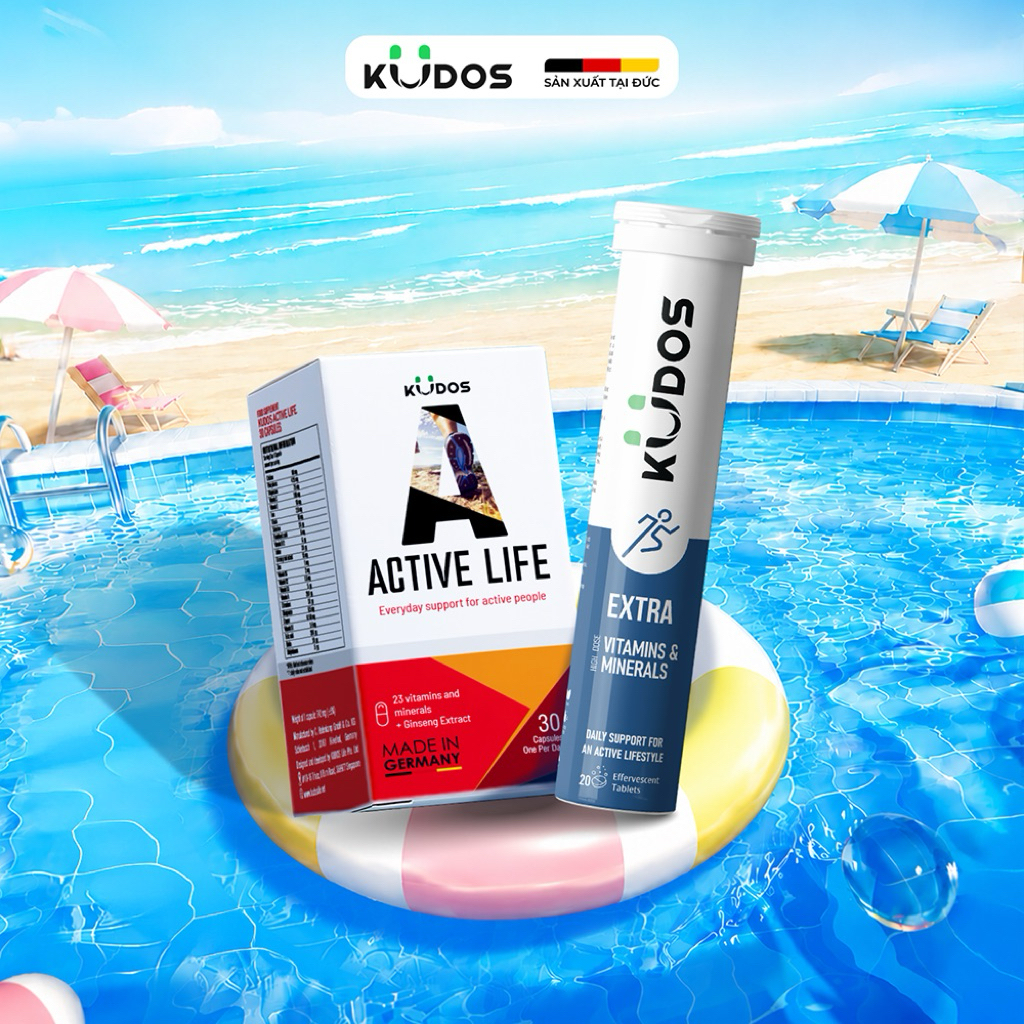 Combo TPBVSK Viên uống KUDOS ACTIVE LIFE 30v + Viên sủi KUDOS EXTRA 20v, bổ sung vitamin tổng hợp và