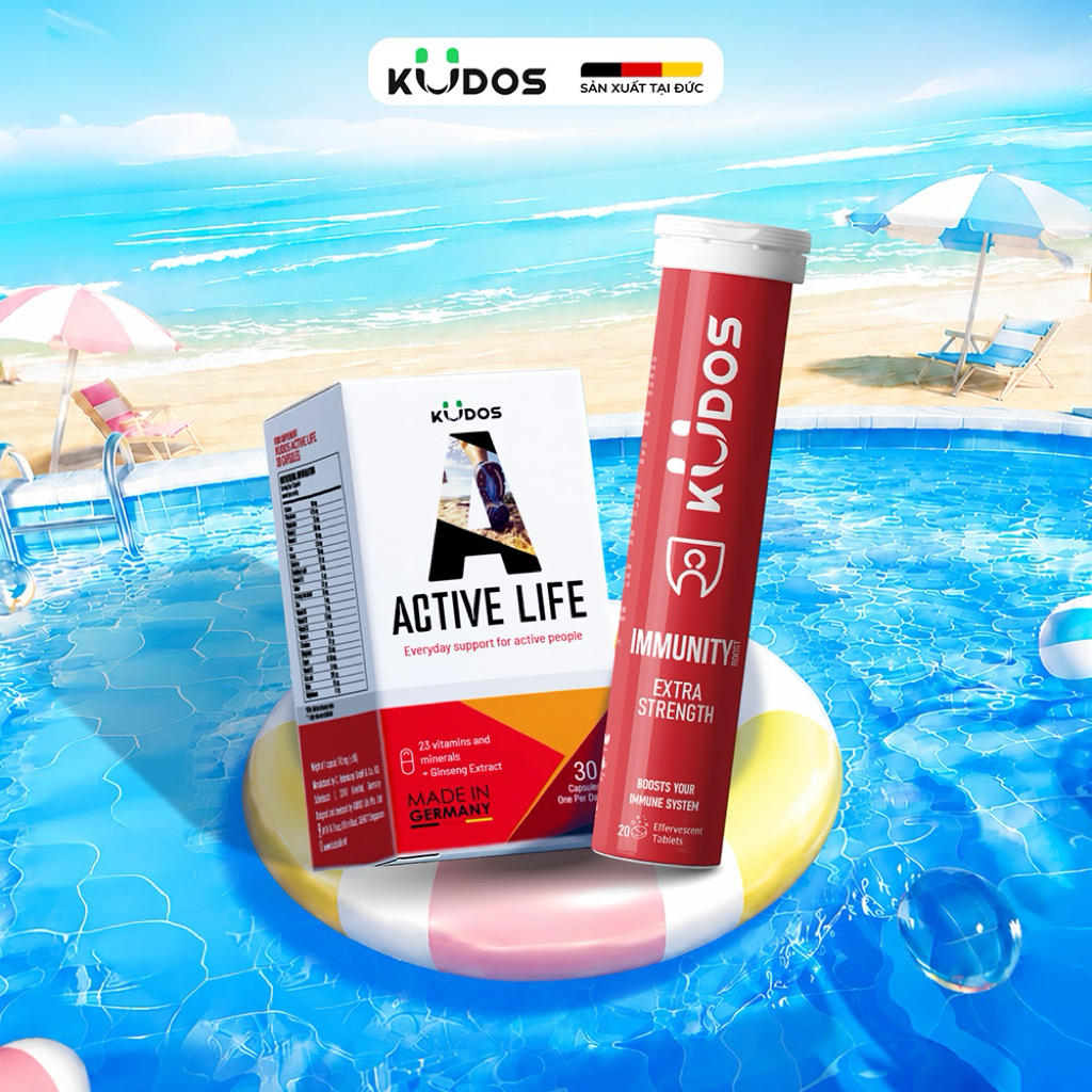 Combo TPBVSK Viên uống KUDOS ACTIVE LIFE 30v + Viên sủi KUDOS IMMUNITY 20v, bổ sung vitamin tổng hợp
