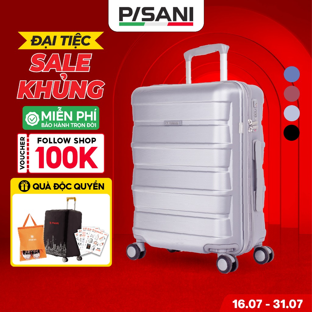 [ VALI CAO CẤP ] Vali Kéo Du Lịch Pisani TATTI - Size 20/24/28, Vali MIA Chính Hãng, Nhựa PC Cao Cấp