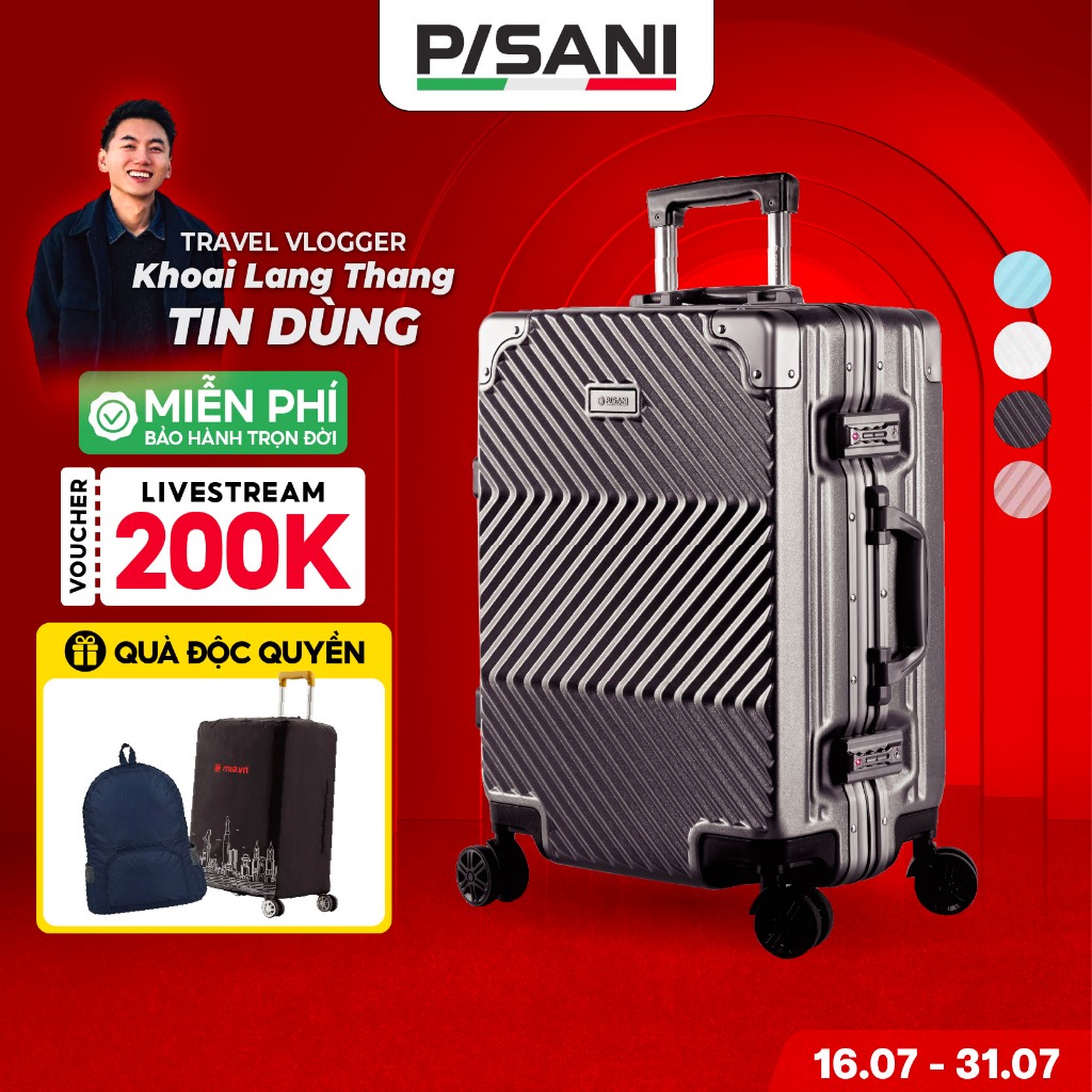 [DEAL ĐỘC QUYỀN🔥] Vali Kéo Khung Nhôm Pisani X9 - size 20/24/28,Vali MIA Chính Hãng, Nhựa PC Cao Cấp