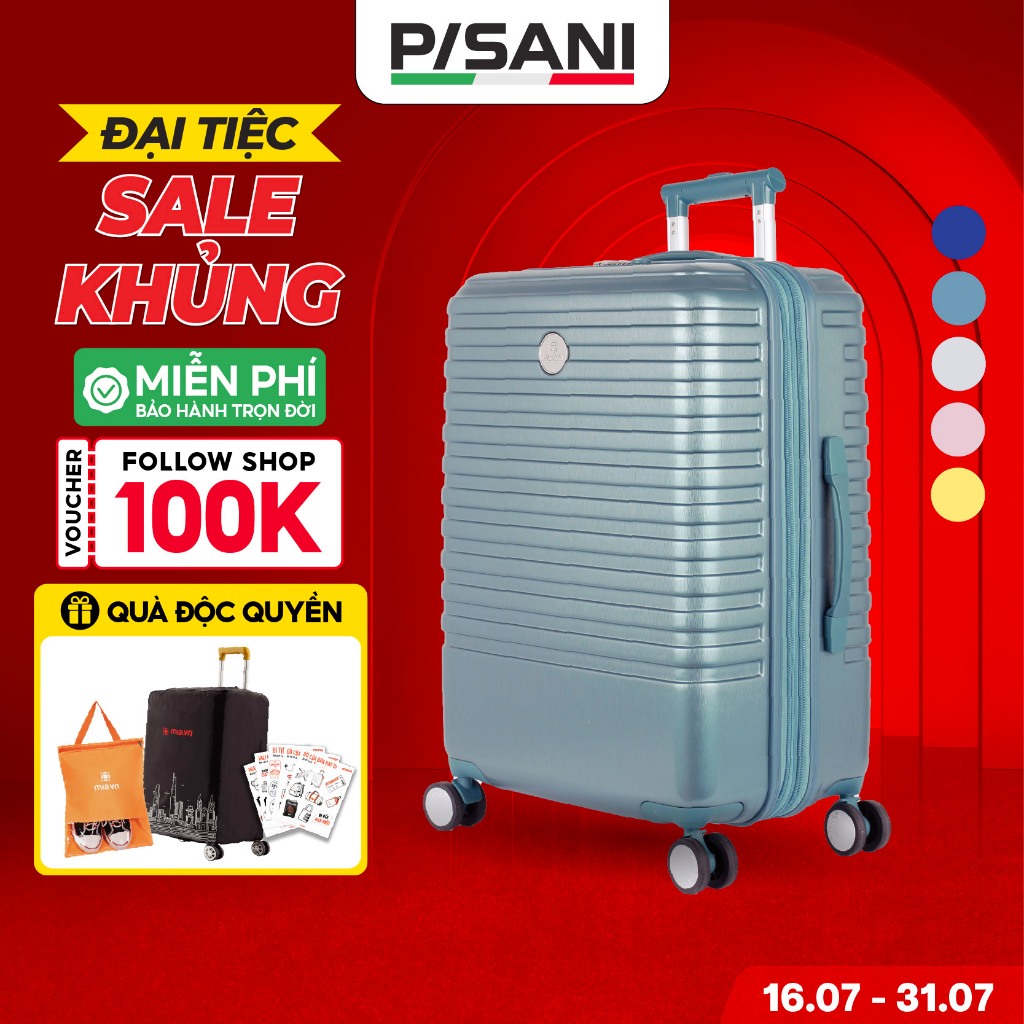 Vali Kéo Du Lịch Pisani REITO - Size 20/24/28, Vali MIA Chính Hãng, Khoá Đôi Nới Rộng Size M/L, Cổng