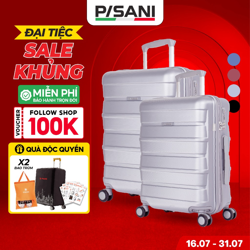 [Combo Giá Hời] Combo 2 Vali Kéo Du Lịch Pisani TATTI - Size 20/24/28, Vali MIA Chính Hãng, Nhựa PC 