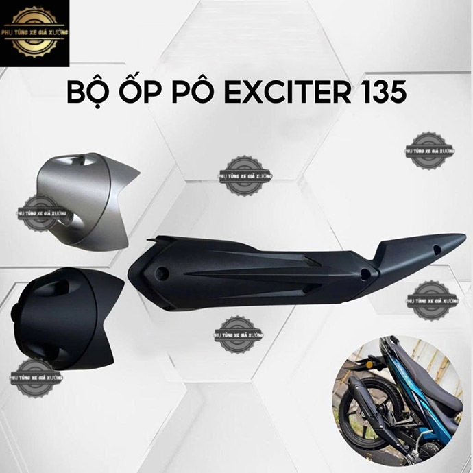 6828 [Mẫu Thái] Ốp Che Pô LC V6 + Đích Pô Exciter 135 (2011 - 2014), Ex (5 Số)