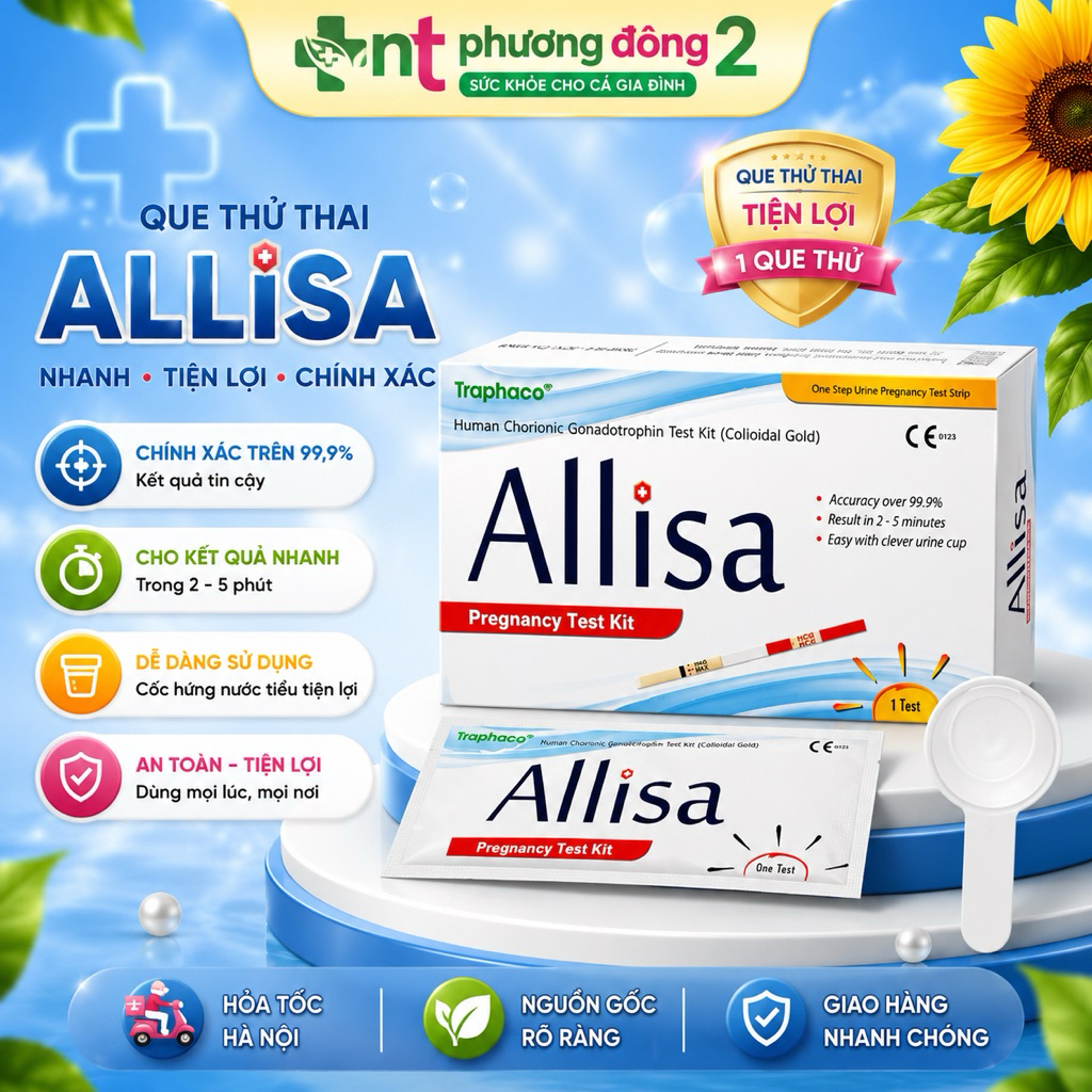 [ Che Tên ] Com Bo 10 Hộp Allisa, Test Thử Thai, Que Thử Thai Alisa, Test Bản To, Đạt Chuẩn Xuất Âu