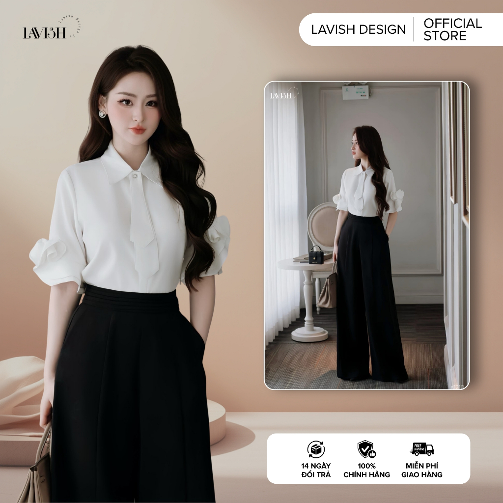 Set Áo Kiểu Tay Bèo Quần Suông Lavish Design - Bộ Thiết Kế Nữ Cao Cấp Thanh Lịch S1210