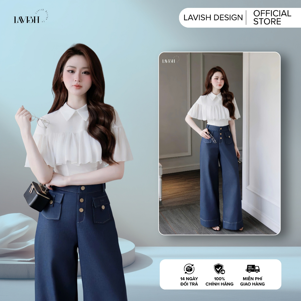 Set Áo Kiểu Bèo Công Sở Lavish Design - Bộ Quần Áo Nữ Thiết Kế Cao Cấp Thanh Lịch Tôn Dáng Dễ Phối S