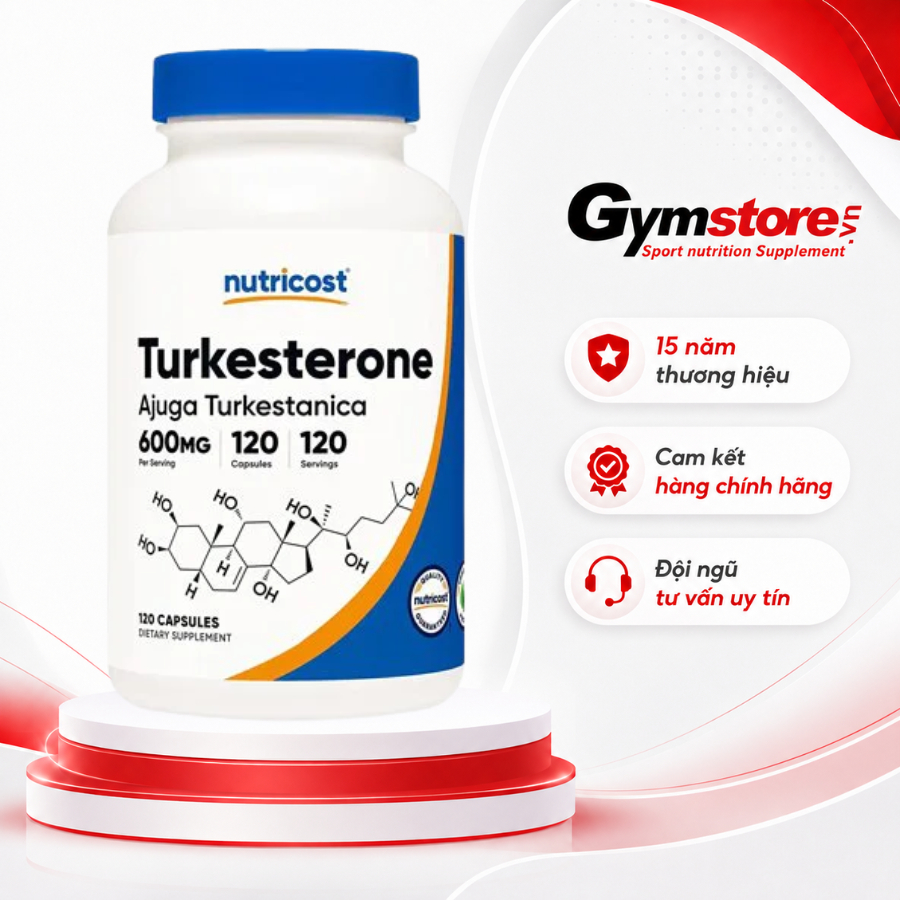 Viên uống Nutricost Turkesterone - Ajuga Turkestanica USA (120 viên) hỗ trợ sức khỏe nam giới - Gyms