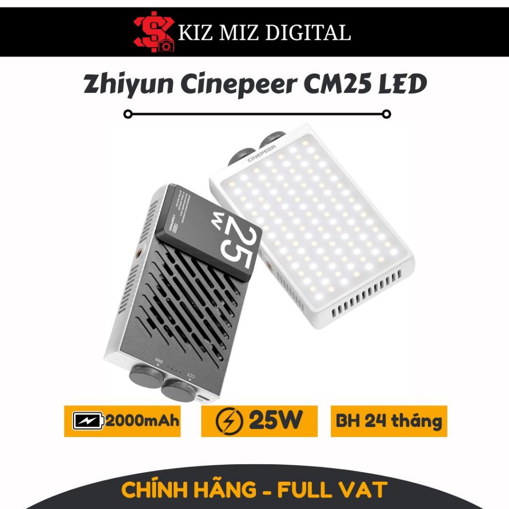 Đèn Led cầm tay Zhiyun Cinepeer CM25 công suất 25w bảo hành chính hãng 12 tháng